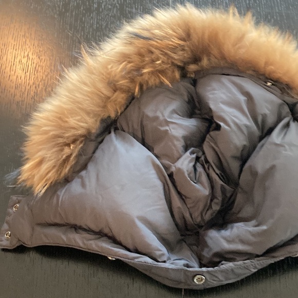 ADD DOWN***Black Belted Fur Hooded Coat***Size XXS - Picture 10 of 11